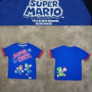 Super Mario Brothers Blue Tee Shirt Sz 4/5